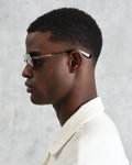 wax london men's Savona - Silver Metal Rectangular Sunglasses
