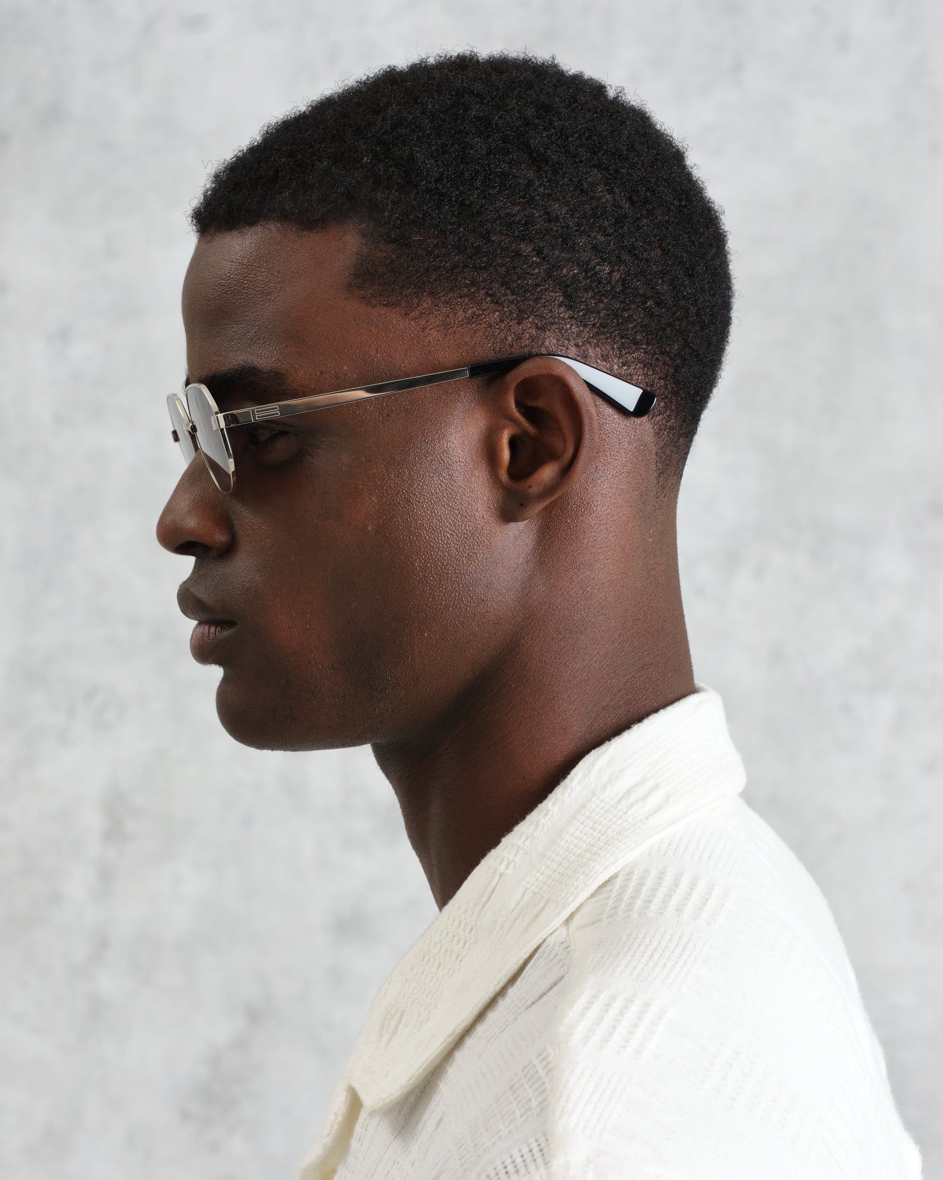 wax london men's Savona - Silver Metal Rectangular Sunglasses