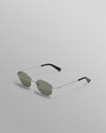 wax london men's Savona - Silver Metal Rectangular Sunglasses