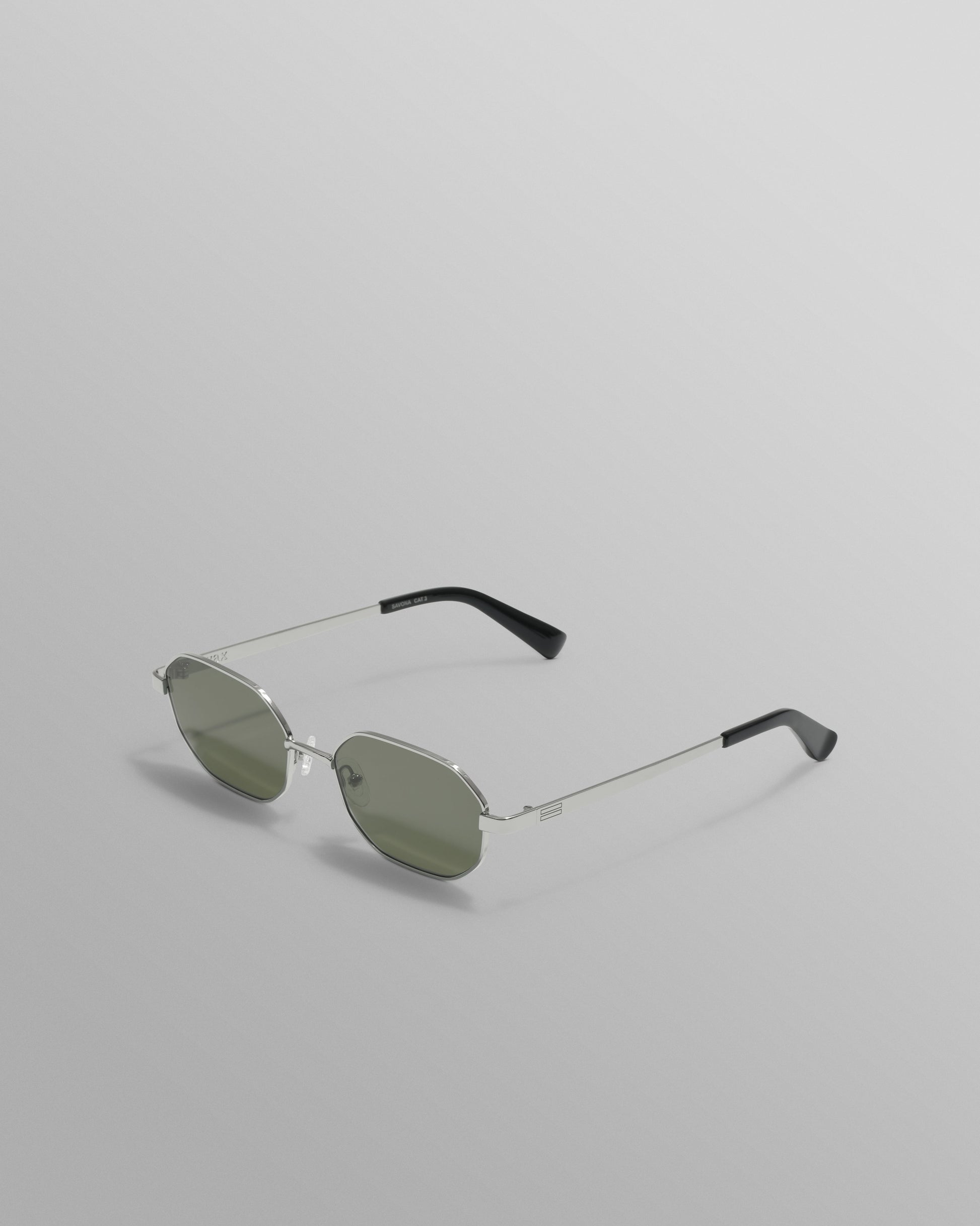 wax london men's Savona - Silver Metal Rectangular Sunglasses