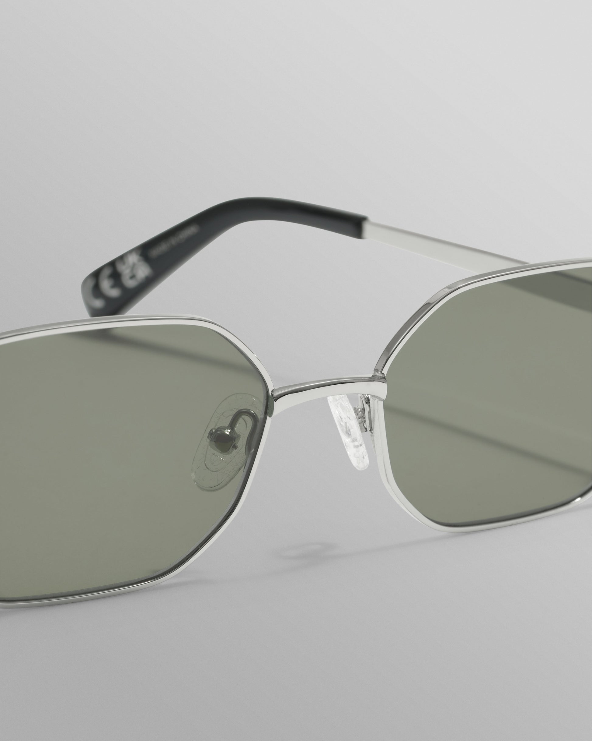 wax london men's Savona - Silver Metal Rectangular Sunglasses