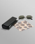 wax london men's Savona - Silver Metal Rectangular Sunglasses