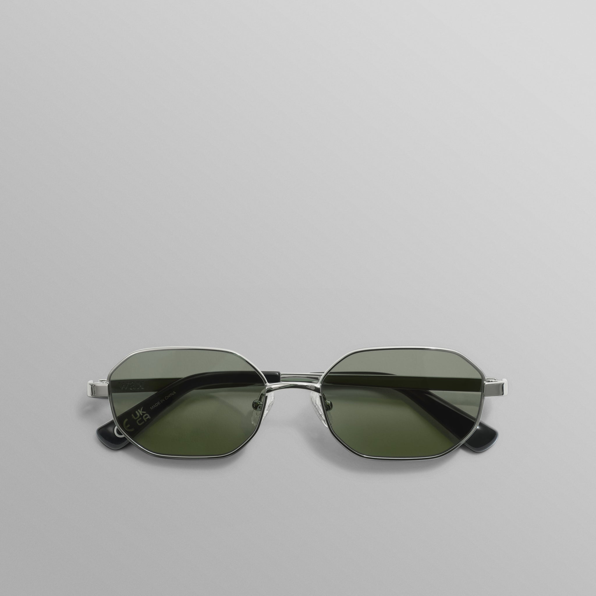 wax london men's Savona - Silver Metal Rectangular Sunglasses