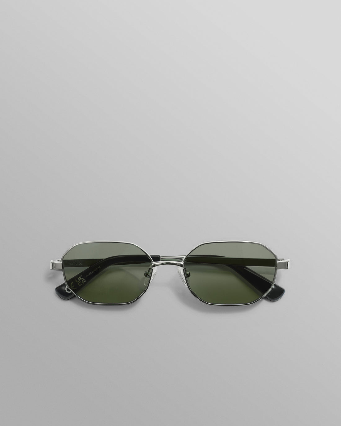 wax london men's Savona - Silver Metal Rectangular Sunglasses