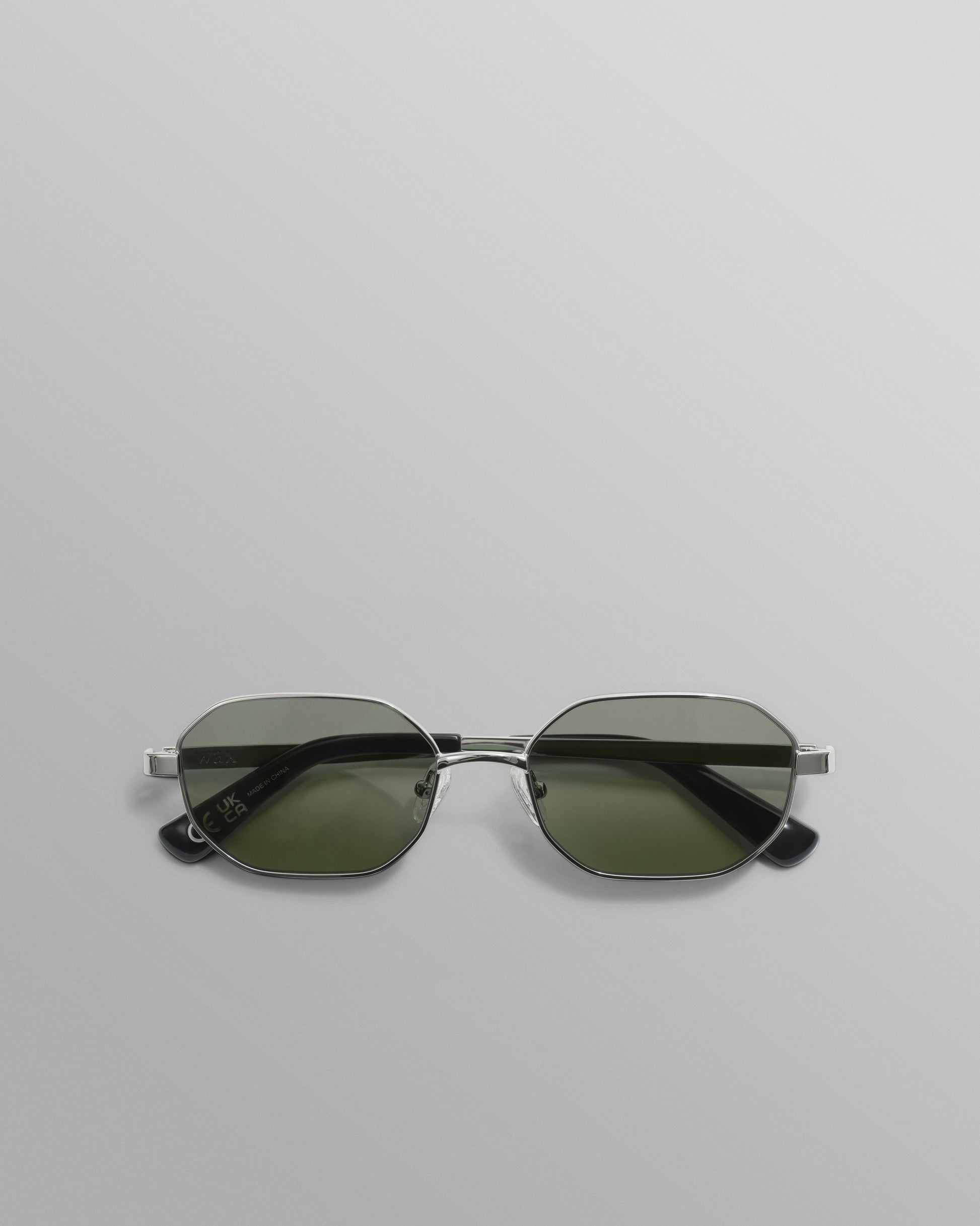 wax london men's Savona - Silver Metal Rectangular Sunglasses