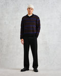 wax london men's Scafell - Black Pointelle Stitch Jumper