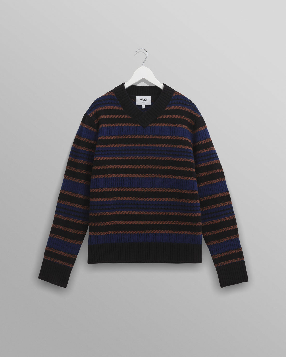 wax london men's Scafell - Black Pointelle Stitch Jumper