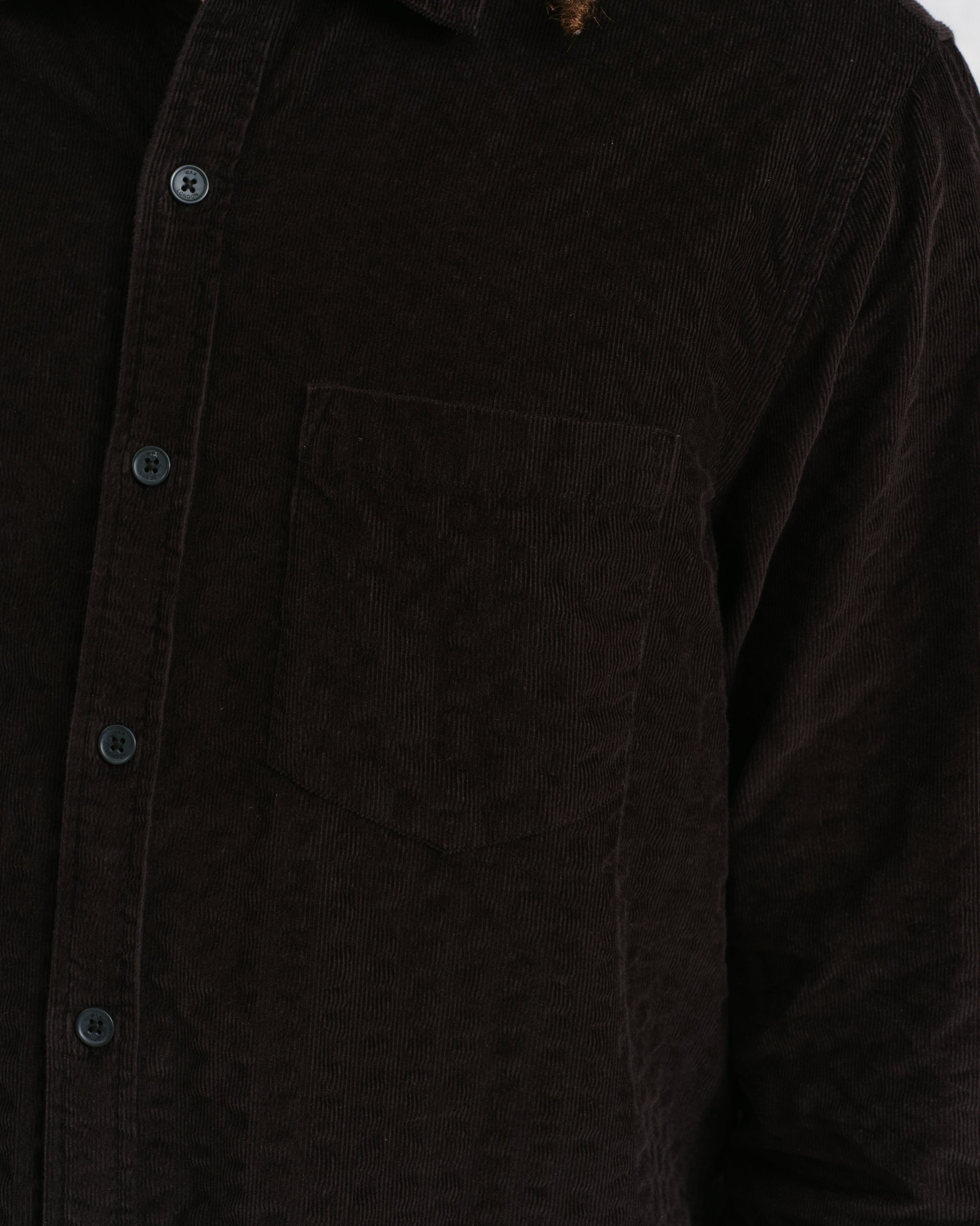 wax london men's Shelly - Black Seersucker Corduroy Shirt