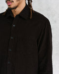 wax london men's Shelly - Black Seersucker Corduroy Shirt