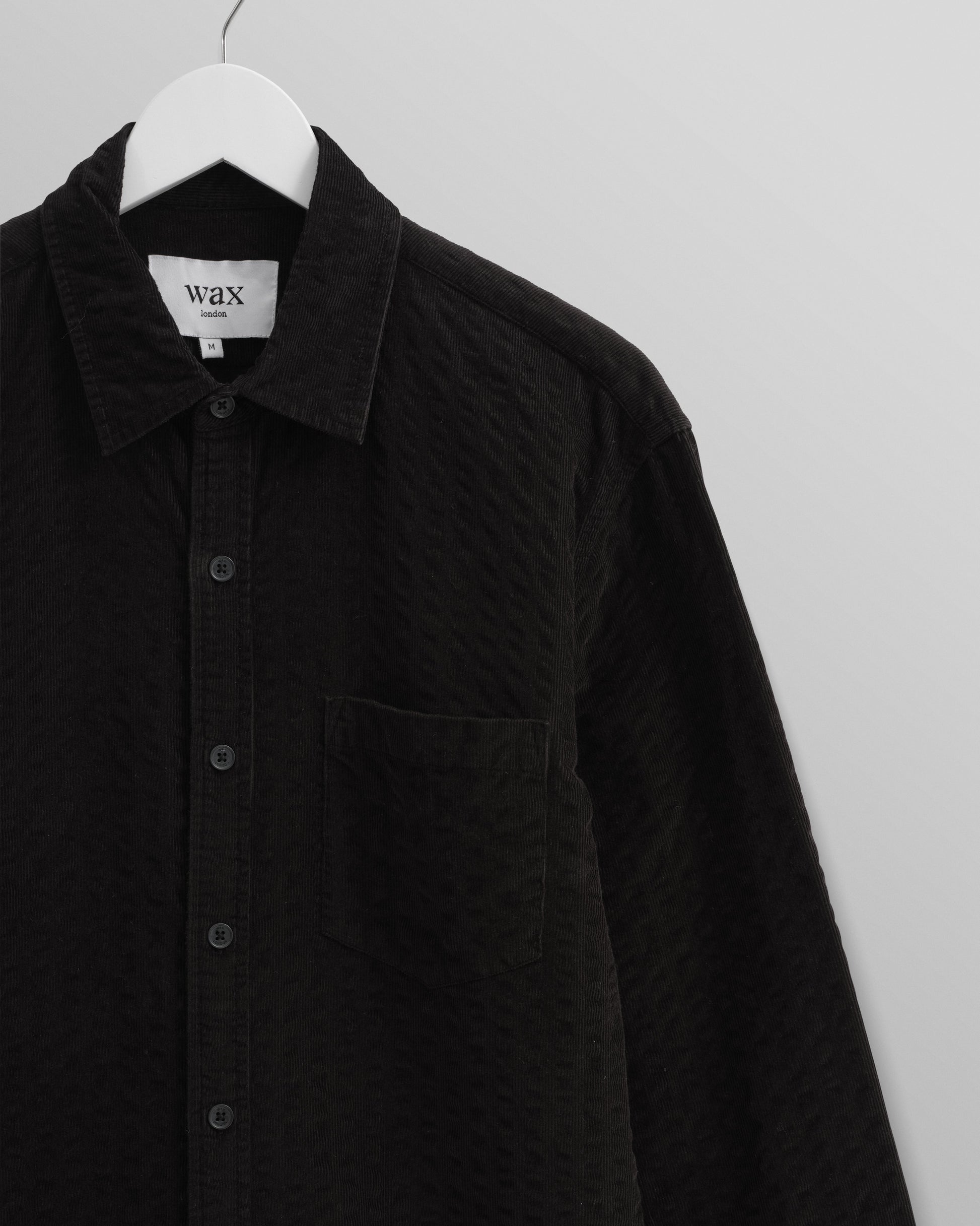 wax london men's Shelly - Black Seersucker Corduroy Shirt