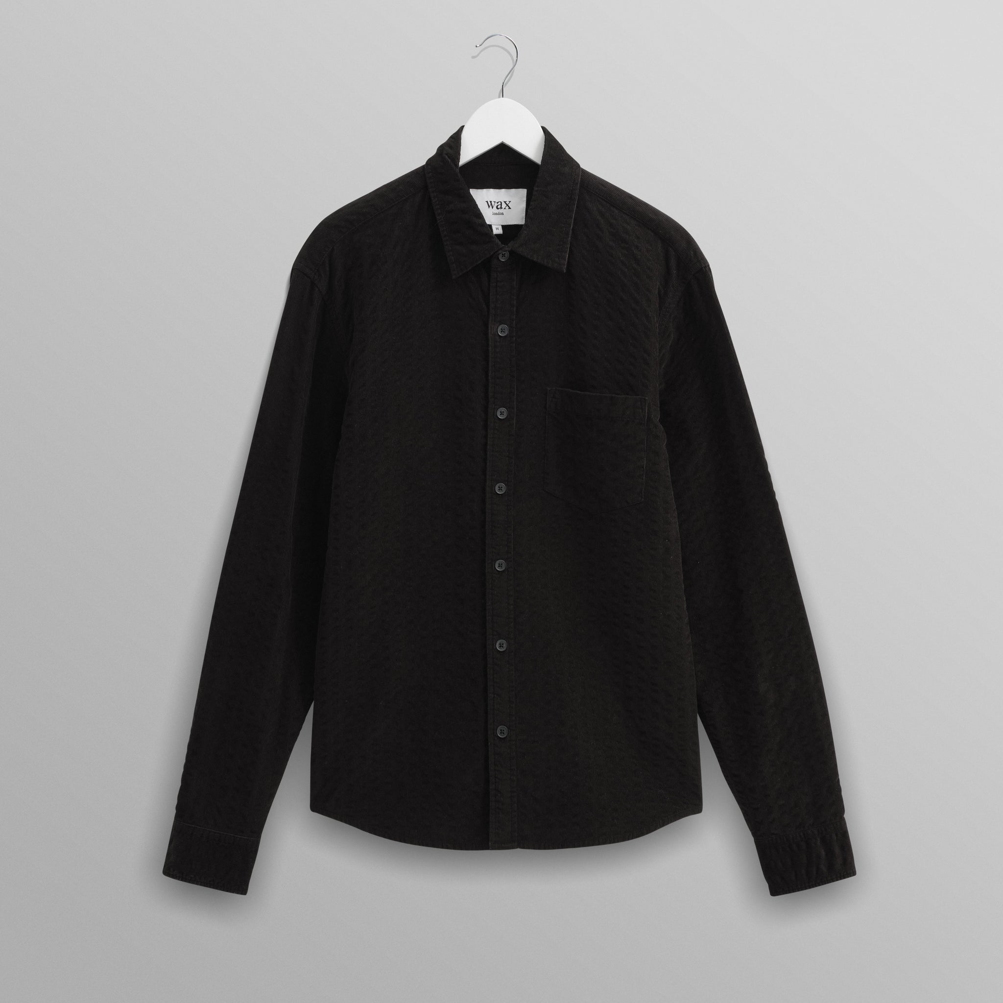wax london men's Shelly - Black Seersucker Corduroy Shirt