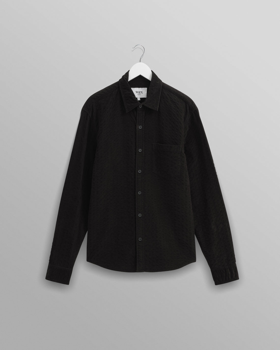 wax london men's Shelly - Black Seersucker Corduroy Shirt