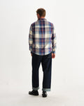 wax london men's Shelly - Blue And Multicolour Check Flannel Shirt
