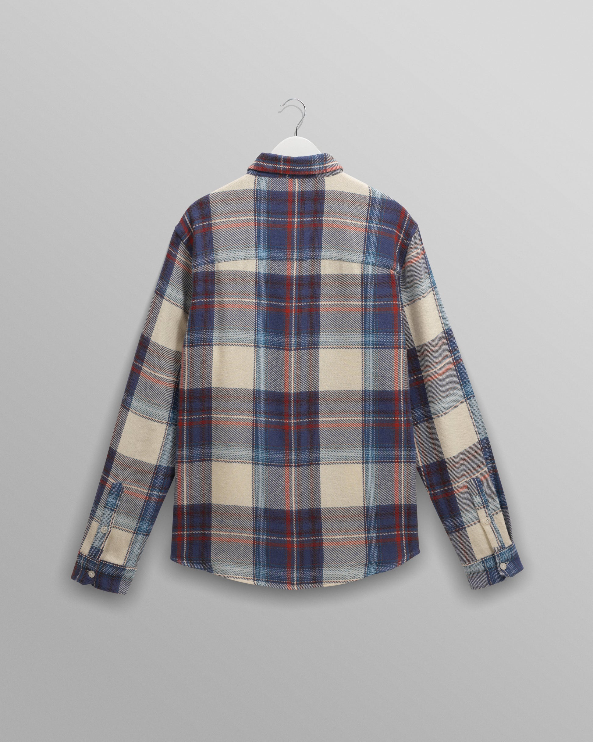 wax london men's Shelly - Blue And Multicolour Check Flannel Shirt