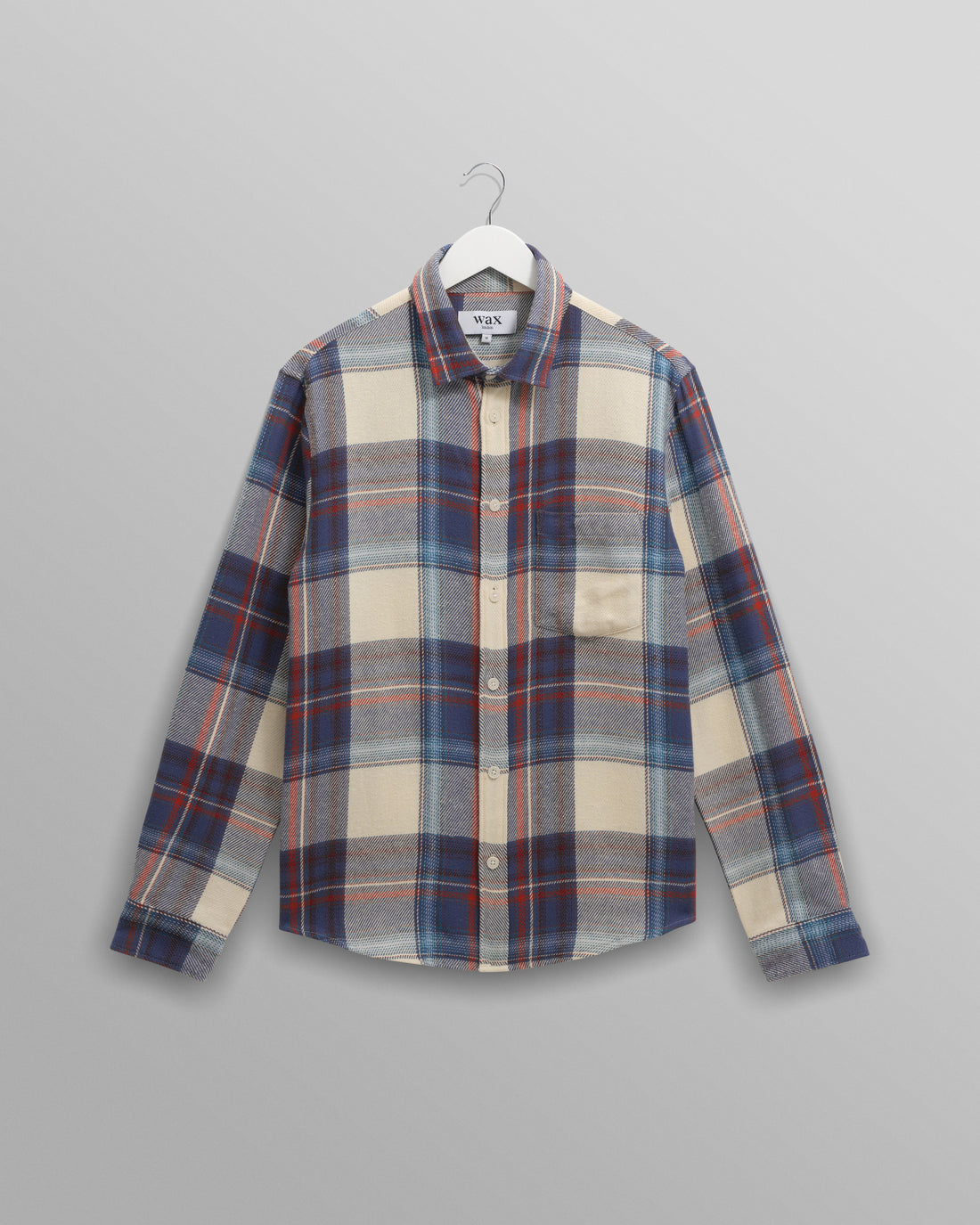 wax london men's Shelly - Blue And Multicolour Check Flannel Shirt