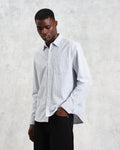 wax london men's Shelly - Blue Brushed Oxford Stripe Shirt