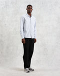 wax london men's Shelly - Blue Brushed Oxford Stripe Shirt