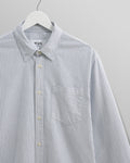 wax london men's Shelly - Blue Brushed Oxford Stripe Shirt