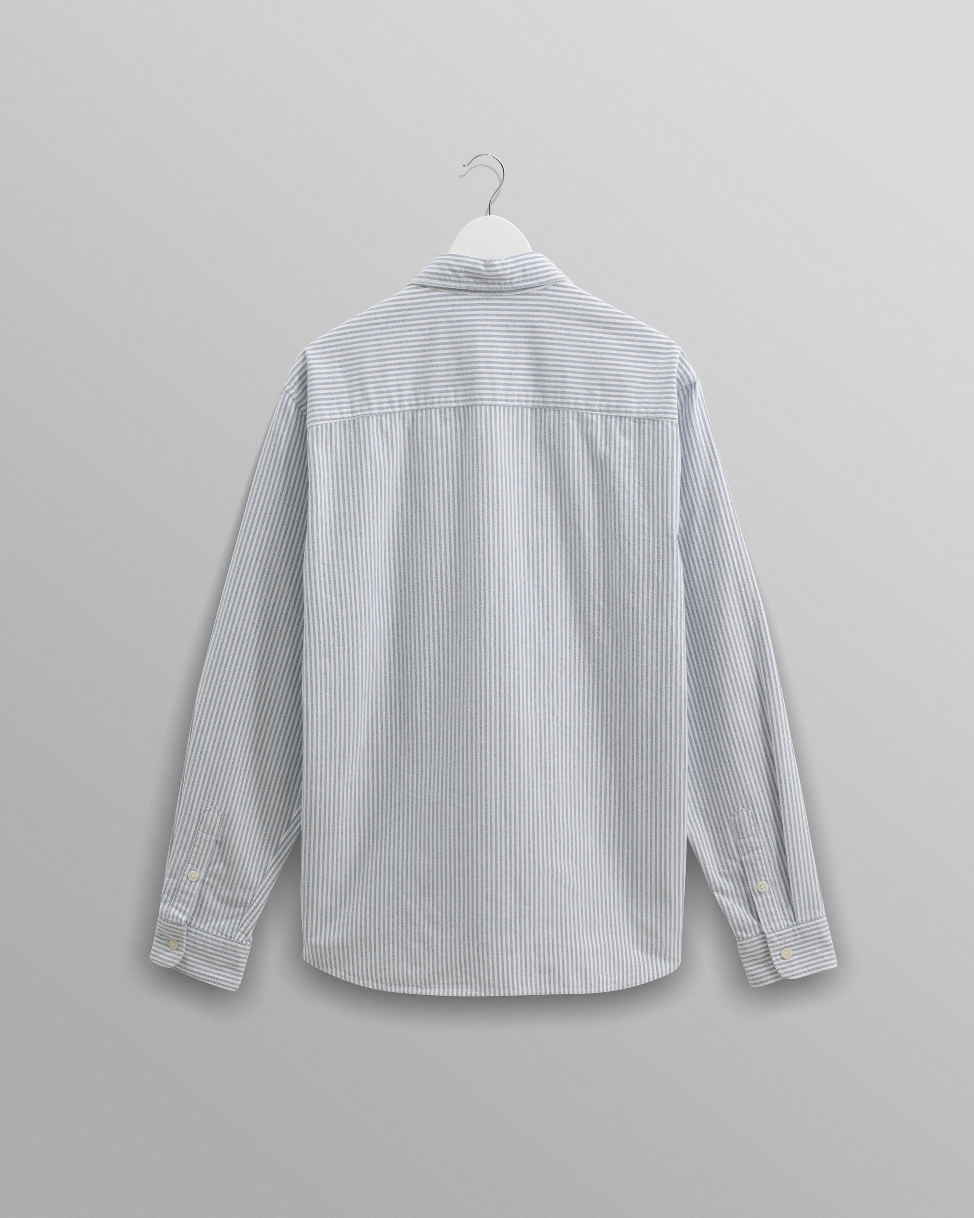 wax london men's Shelly - Blue Brushed Oxford Stripe Shirt