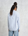 wax london men's Shelly - Blue Organic Cotton Stripe Shirt