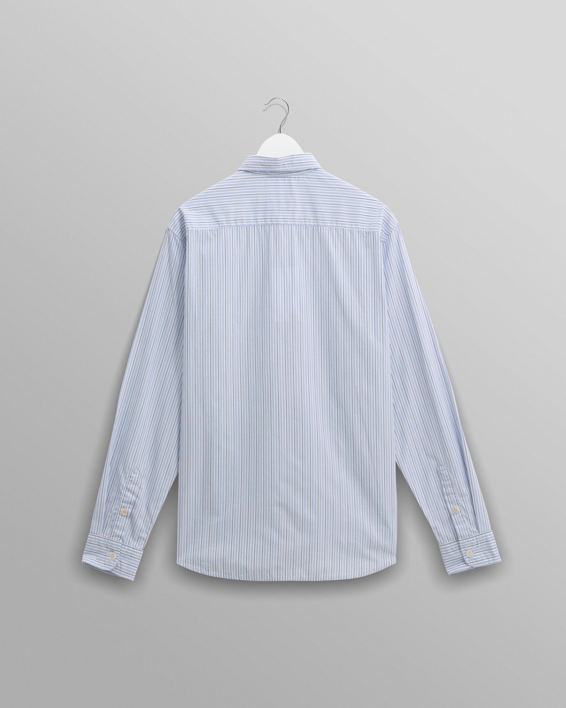wax london men's Shelly - Blue Organic Cotton Stripe Shirt