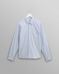 wax london men's Shelly - Blue Organic Cotton Stripe Shirt