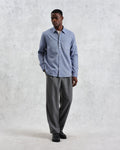 wax london men's Shelly - Blue Plain Flannel Shirt