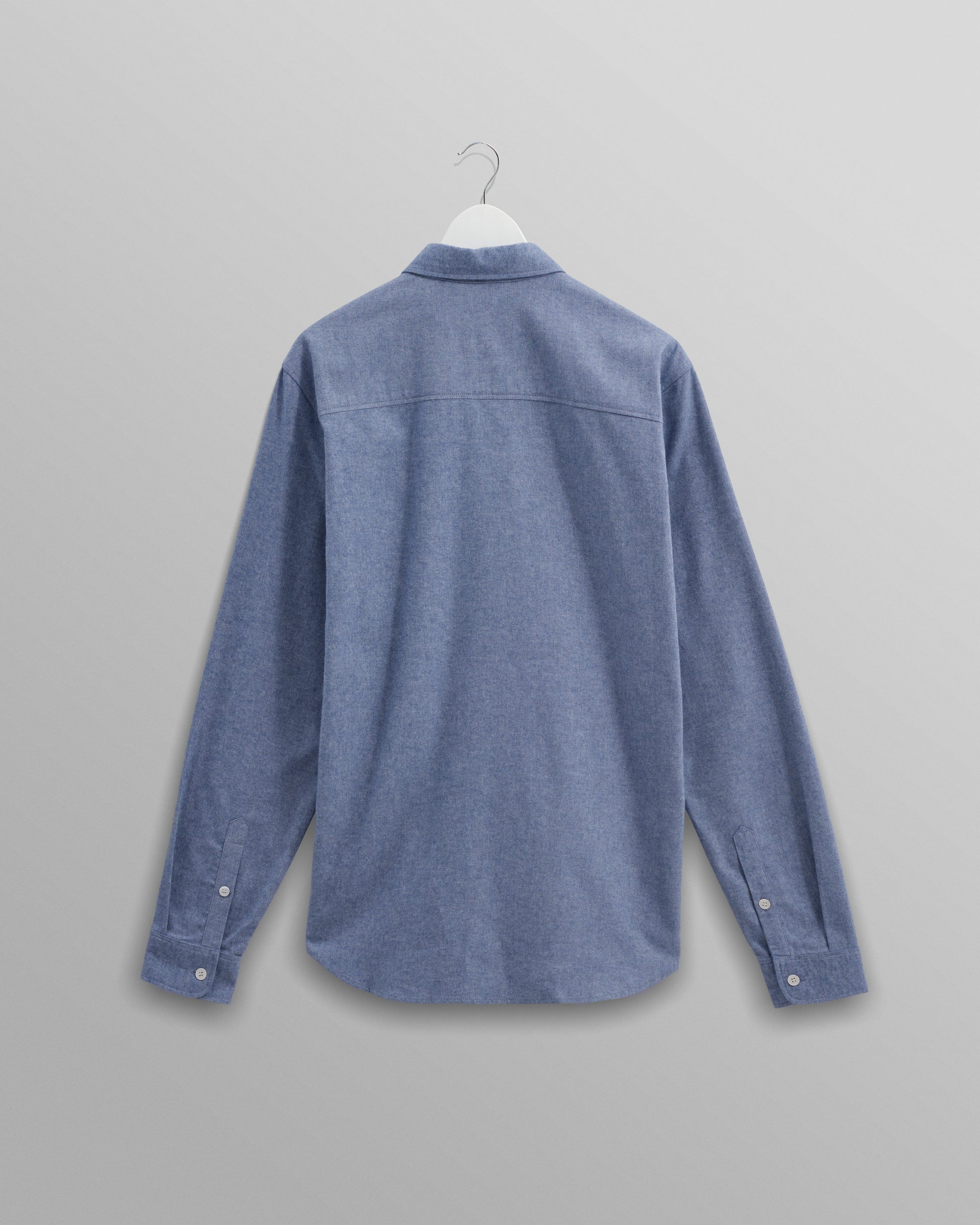 wax london men's Shelly - Blue Plain Flannel Shirt