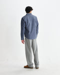wax london men's Shelly - Blue Seersucker Corduroy Shirt