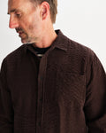 wax london men's Shelly - Dark Brown Seersucker Corduroy Shirt