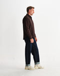 wax london men's Shelly - Dark Brown Seersucker Corduroy Shirt