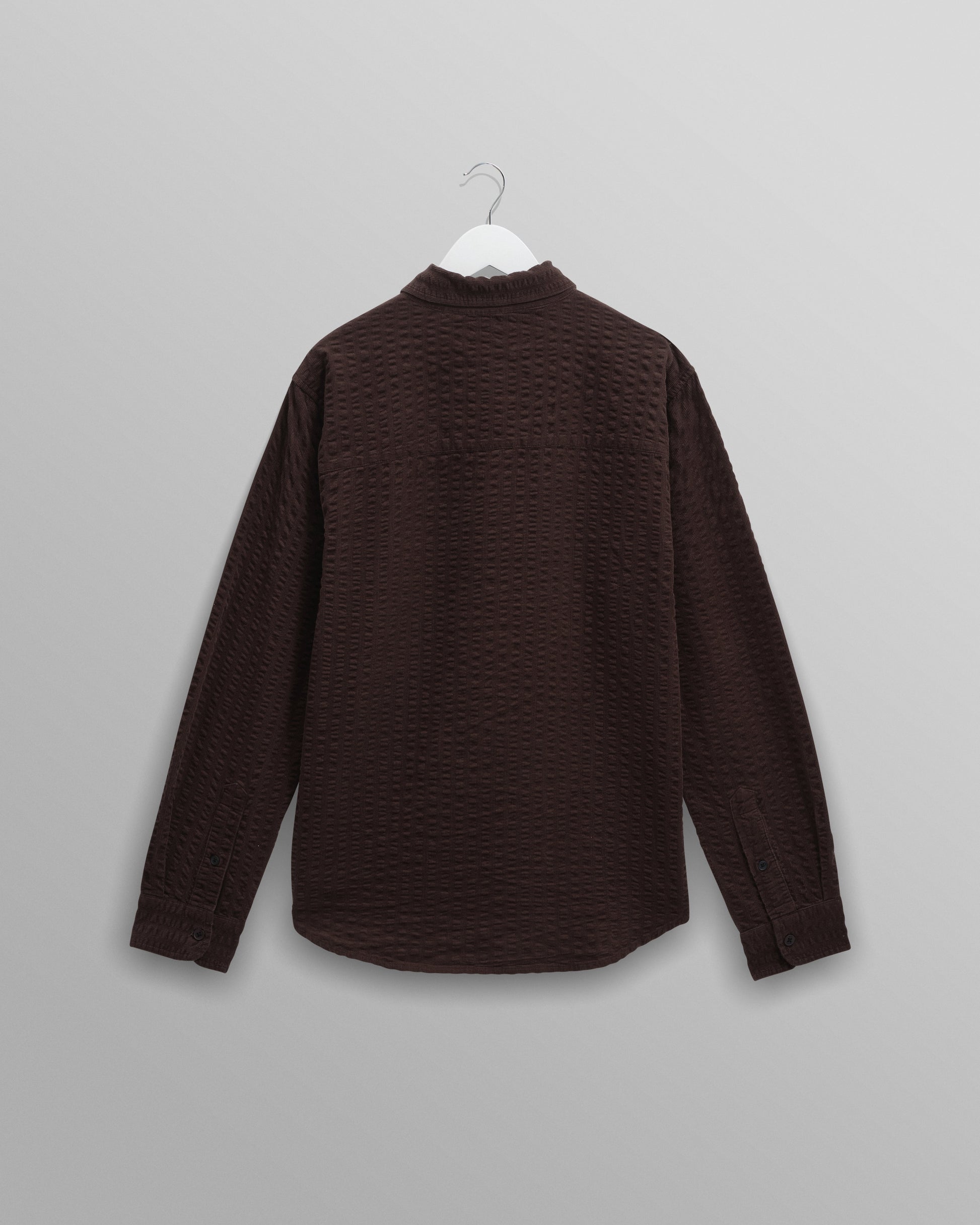 wax london men's Shelly - Dark Brown Seersucker Corduroy Shirt