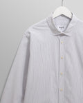 wax london men's Shelly - Ecru And Blue Fine Stripe Poplin Shirt