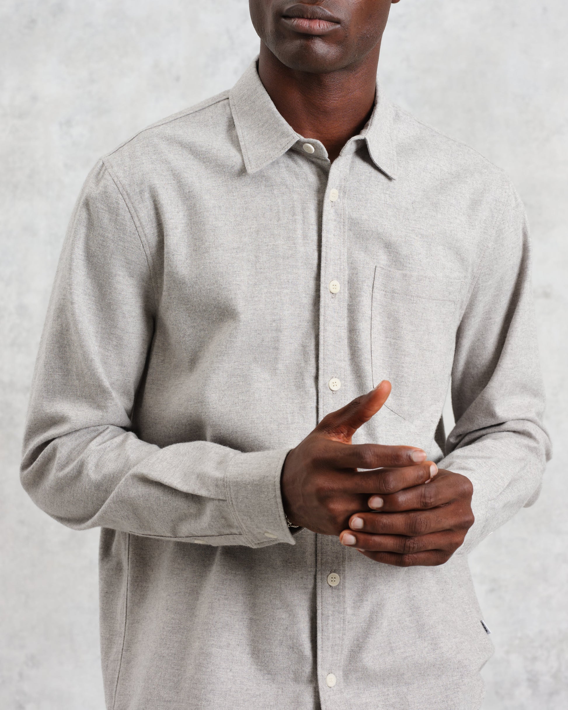 wax london men's Shelly - Natural Plain Flannel Shirt