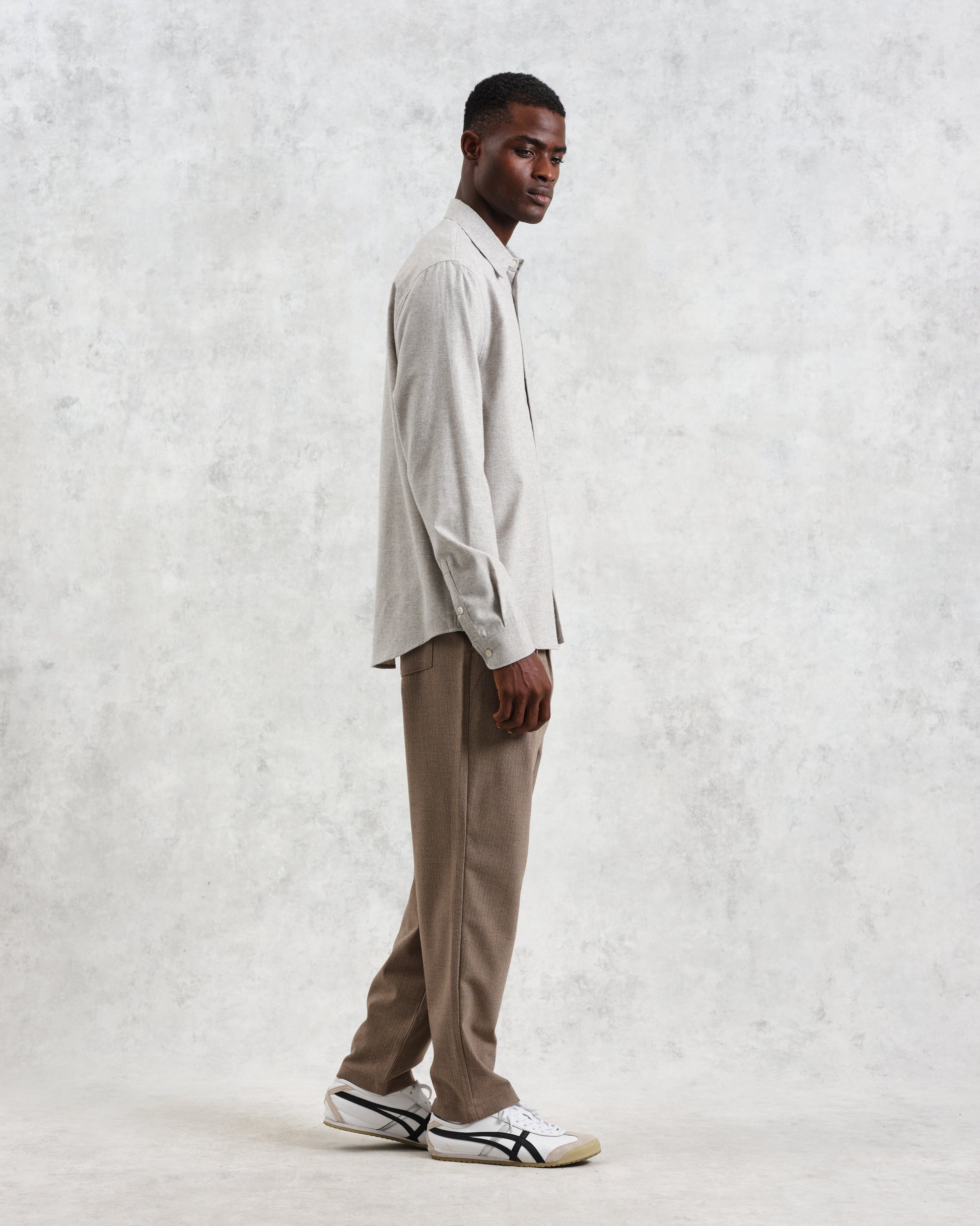 wax london men's Shelly - Natural Plain Flannel Shirt