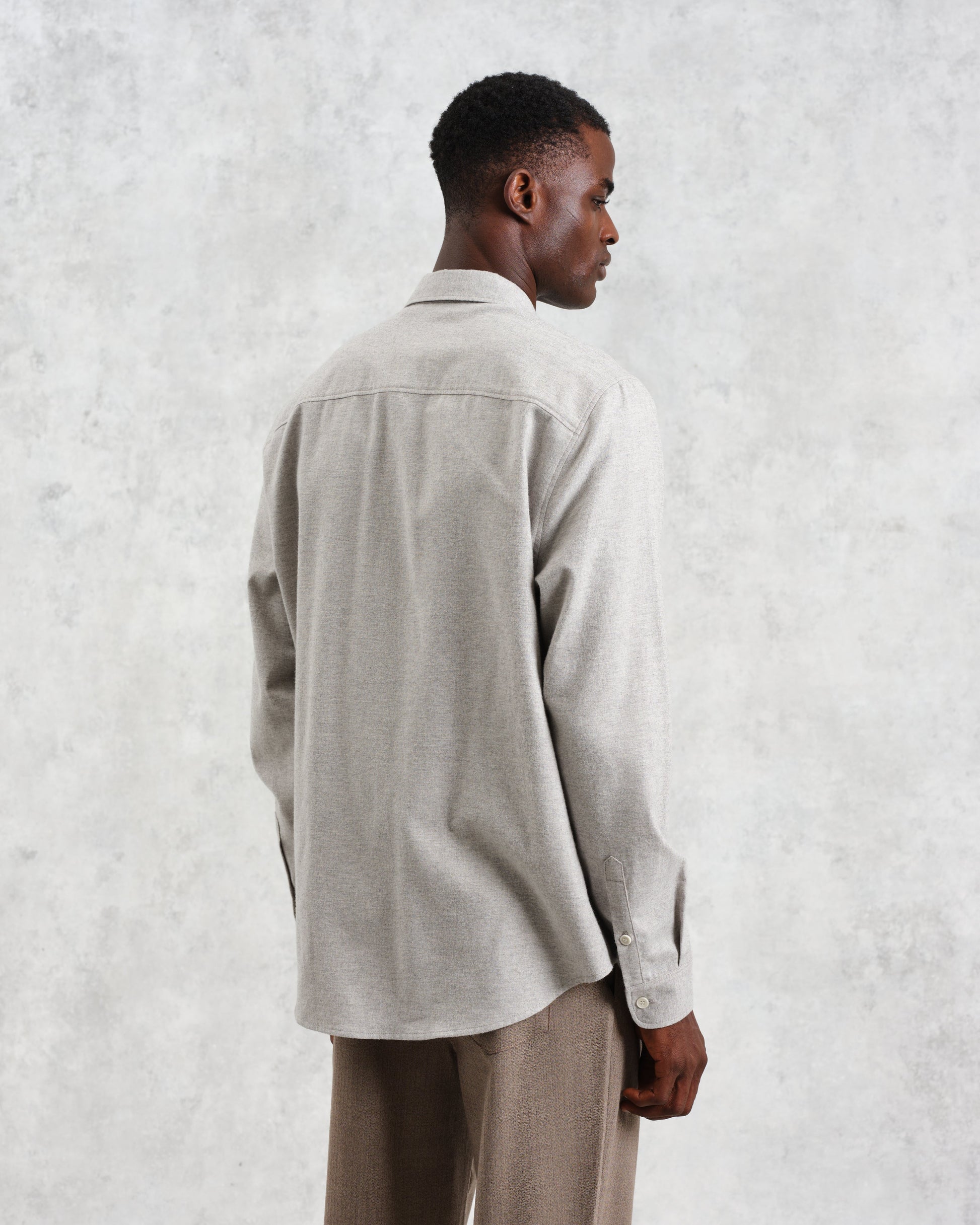 wax london men's Shelly - Natural Plain Flannel Shirt