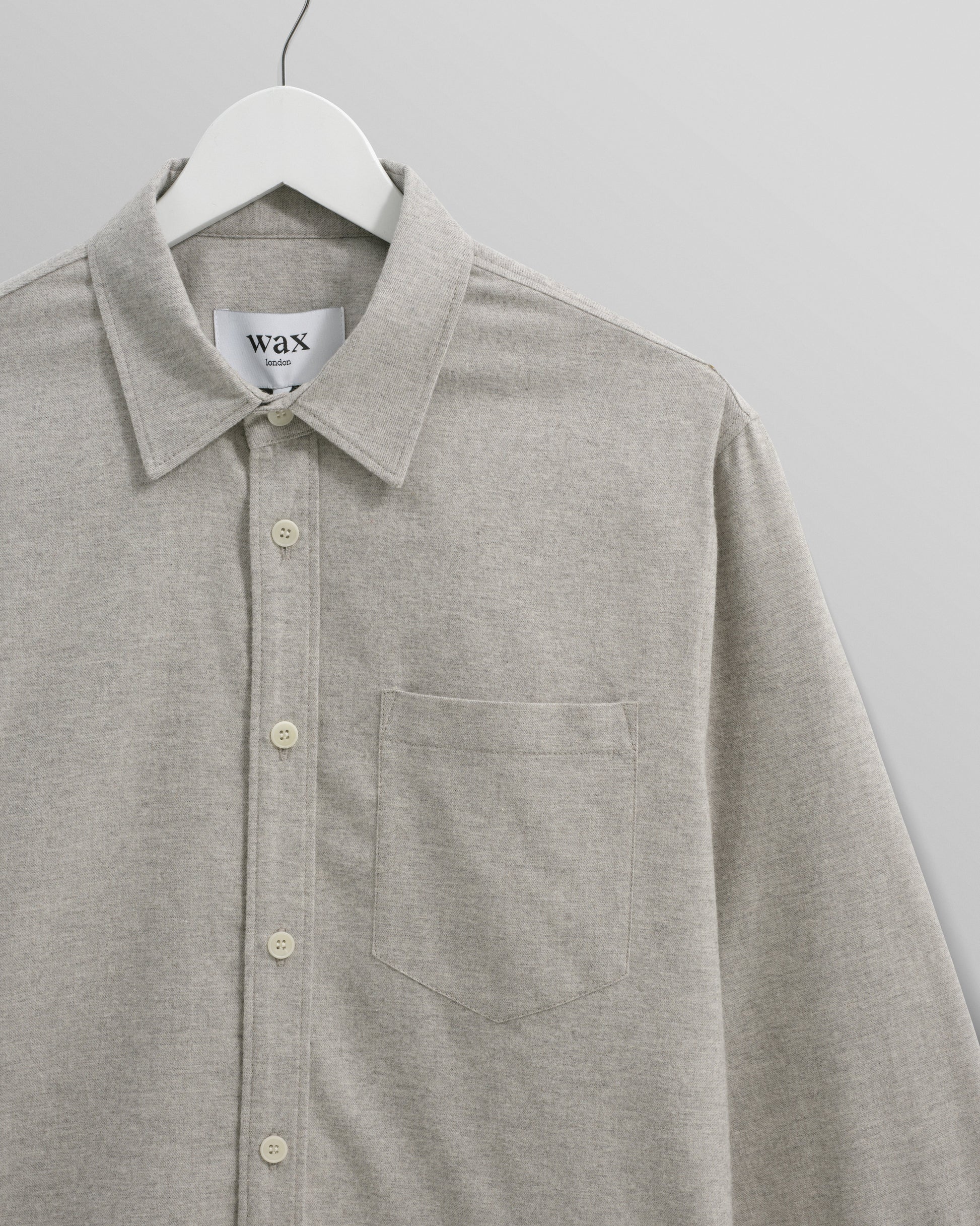 wax london men's Shelly - Natural Plain Flannel Shirt