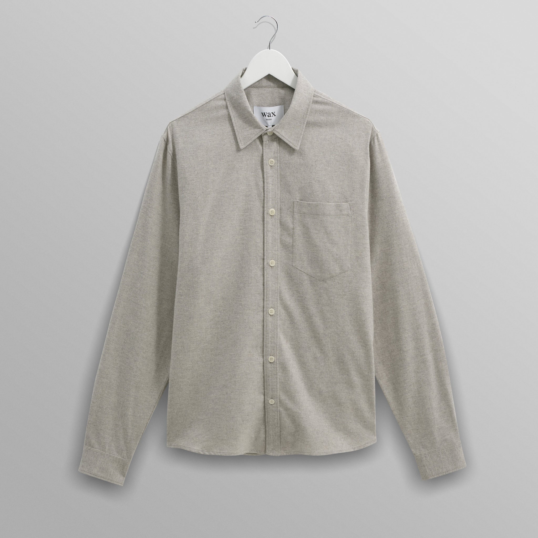 wax london men's Shelly - Natural Plain Flannel Shirt