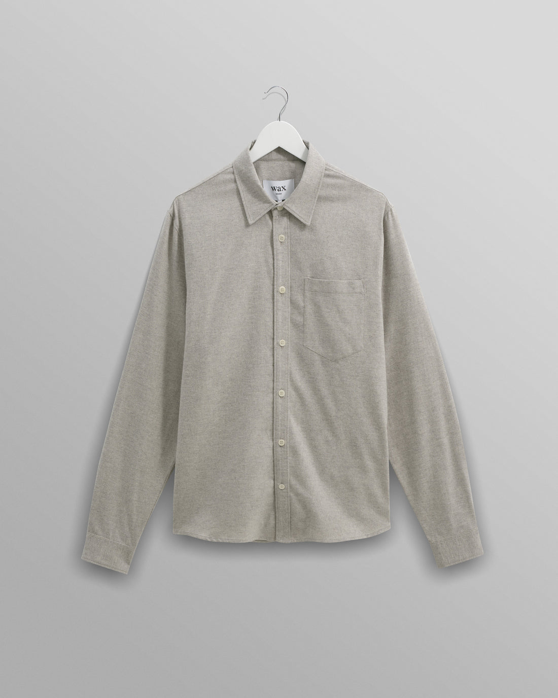 wax london men's Shelly - Natural Plain Flannel Shirt