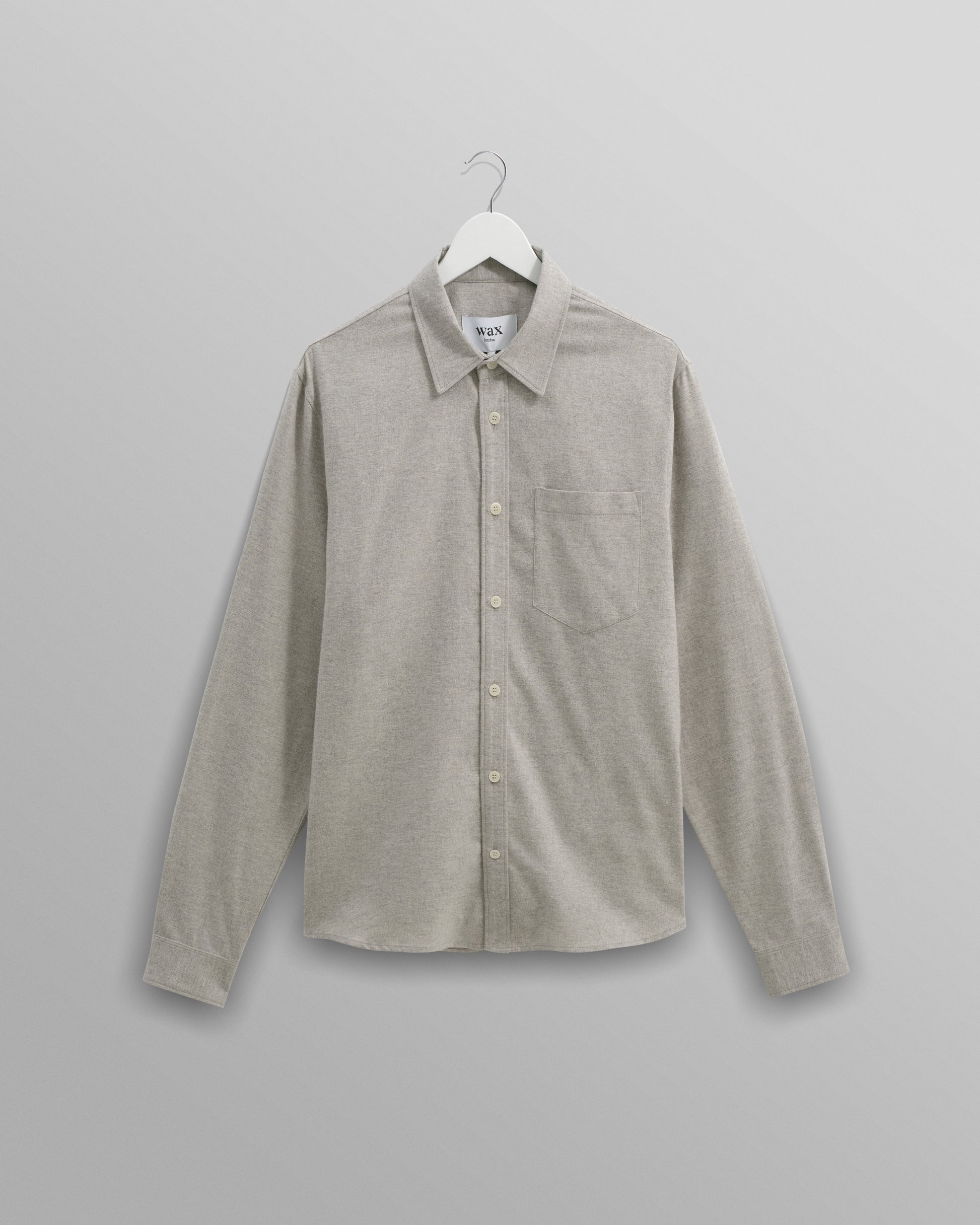 wax london men's Shelly - Natural Plain Flannel Shirt