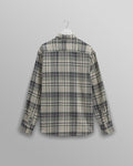 wax london men's Shelly - Navy And Green Check Flannel Shirt