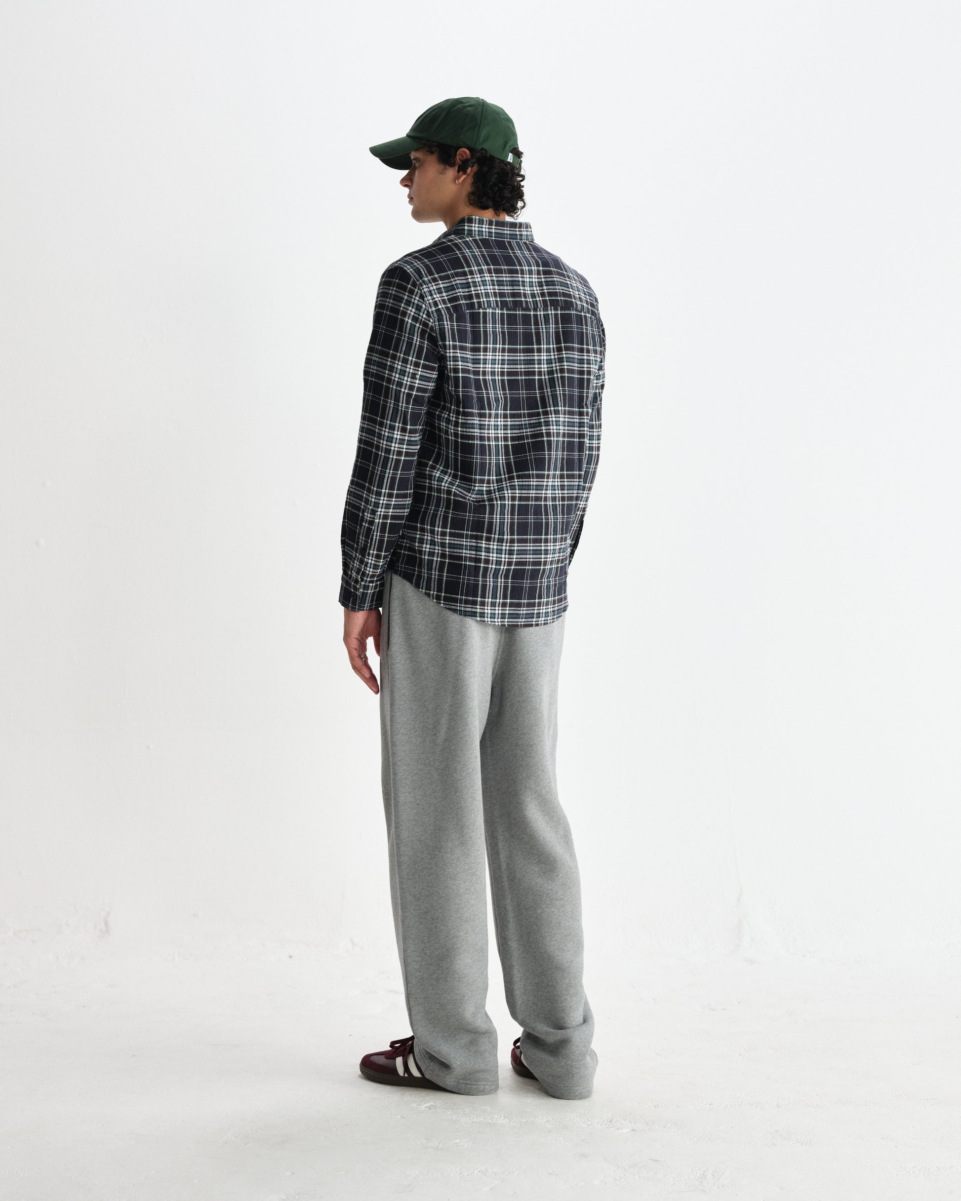 wax london men's Shelly - Navy And Multicolour Seersucker Flannel Shirt