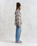 wax london men's Shelly - Navy And Red Check Flannel Shirt