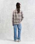 wax london men's Shelly - Navy And Red Check Flannel Shirt