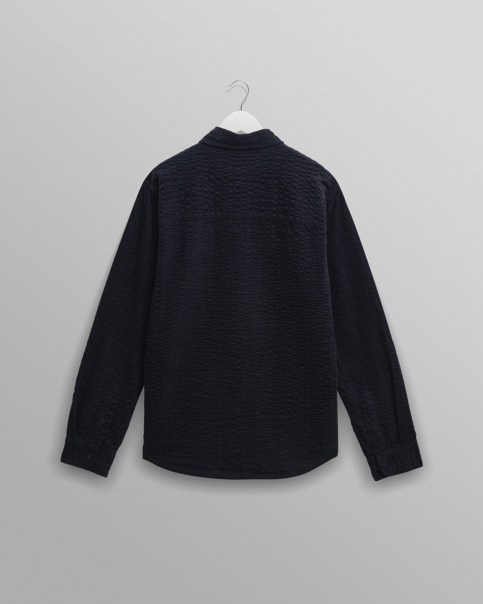 wax london men's Shelly - Navy Seersucker Corduroy Shirt
