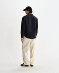 wax london men's Shelly - Navy Seersucker Corduroy Shirt