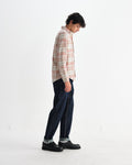 wax london men's Shelly - Rust And Multicolour Seersucker Flannel Shirt