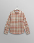 wax london men's Shelly - Rust And Multicolour Seersucker Flannel Shirt