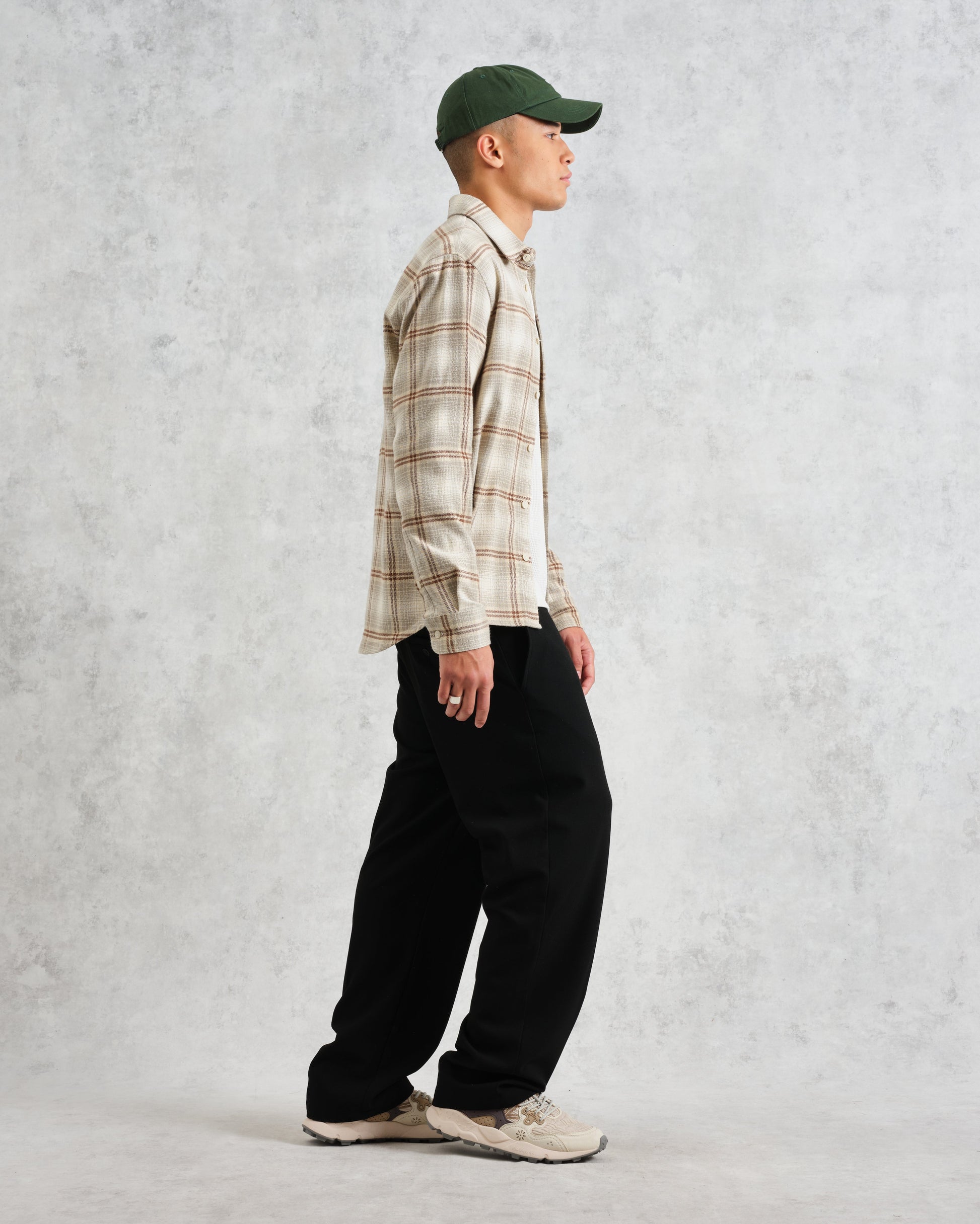 wax london men's Shelly - Sage And Ecru Ombre Flannel Shirt