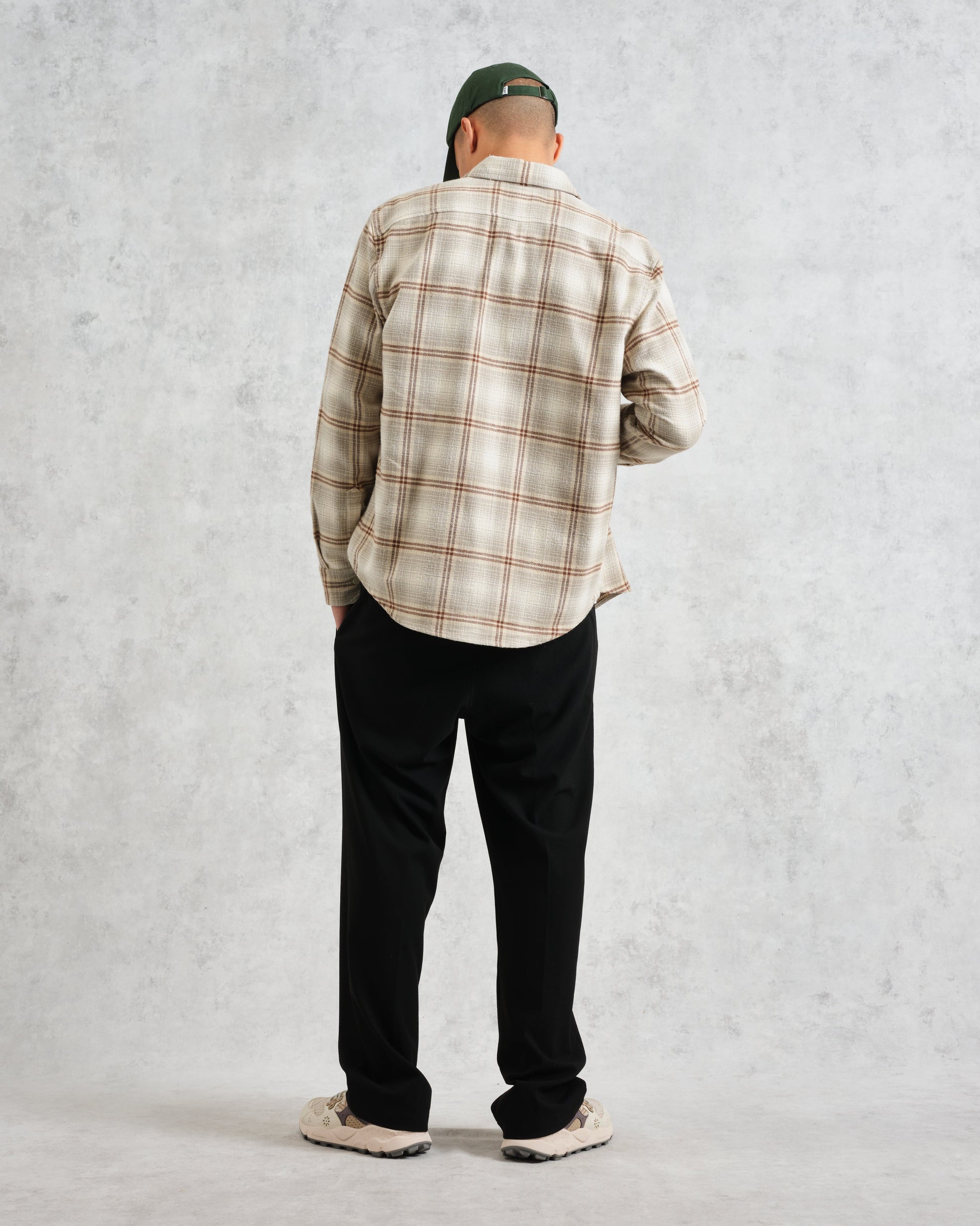 wax london men's Shelly - Sage And Ecru Ombre Flannel Shirt